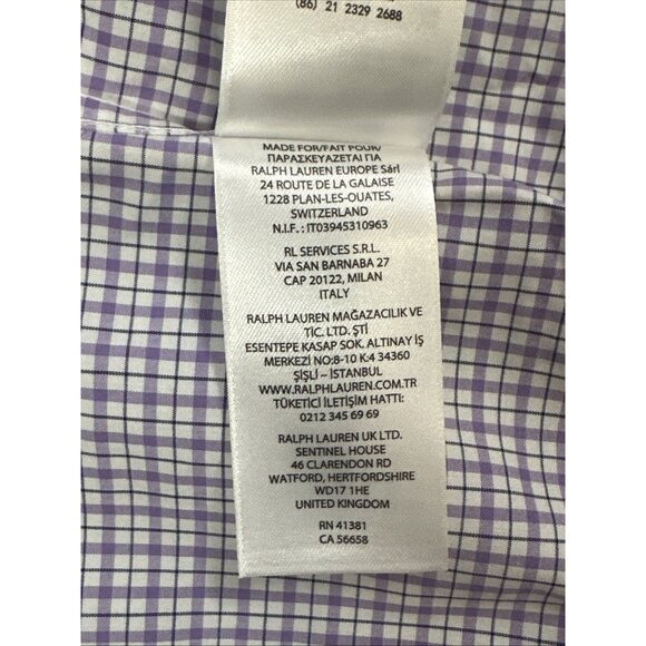 Polo Ralph Lauren Classic Fit Tattersall Purepress White/Purple M 15.5 - 32/33 - Picture 4 of 6